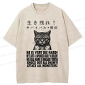 Japanese Washed Cat T-Shirt for Daily Wear