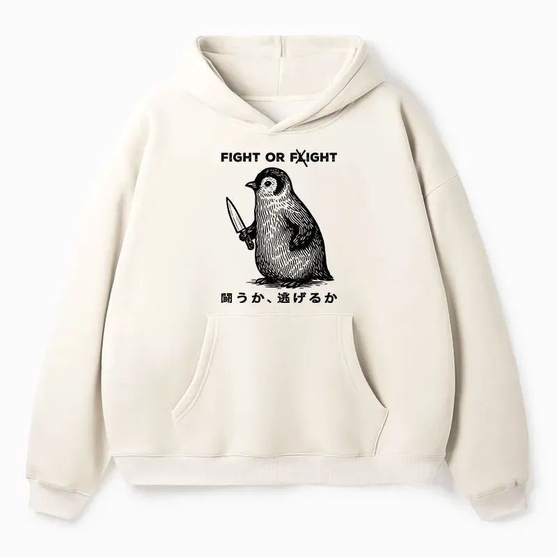 Kyoto-Lion Funny Fight Or Flight Adult Fleece Hoodie