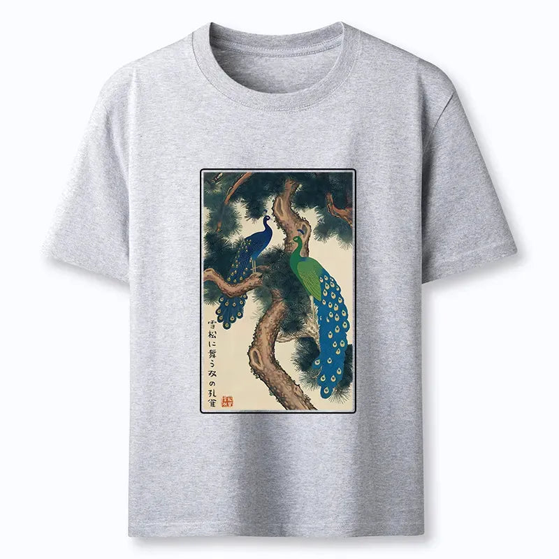Kyoto-Lion Peacocks in Snowy Pines Classic T-Shirt