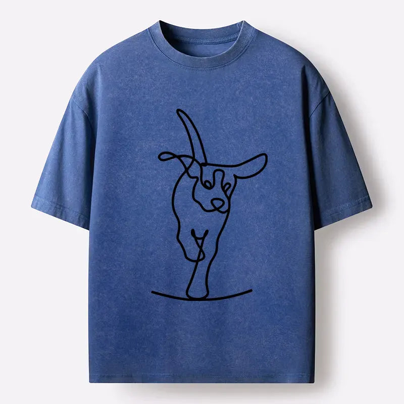 Japanese Minimalist Dog Washed T-Shirt