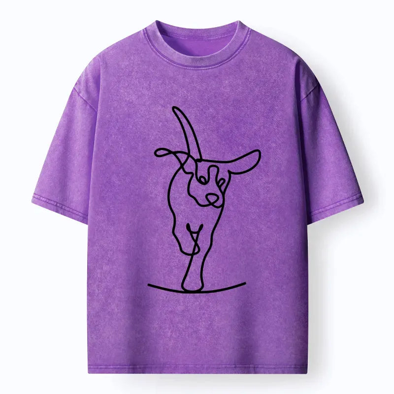 Japanese Minimalist Dog Washed T-Shirt