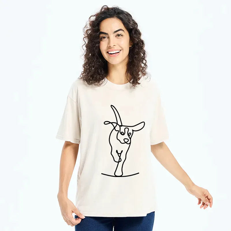 Japanese Minimalist Dog Washed T-Shirt