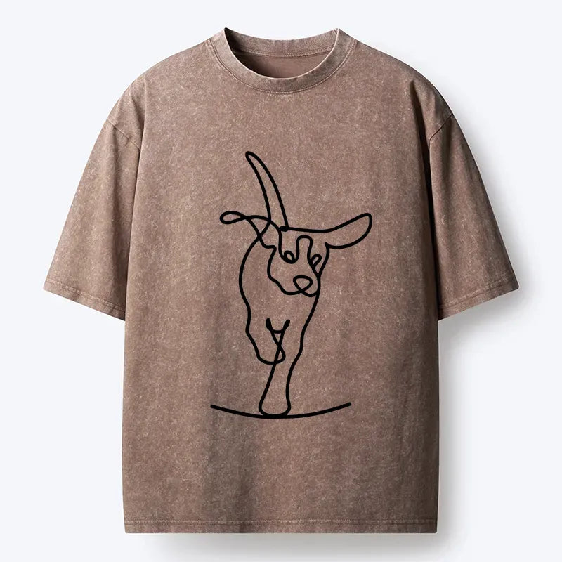 Japanese Minimalist Dog Washed T-Shirt