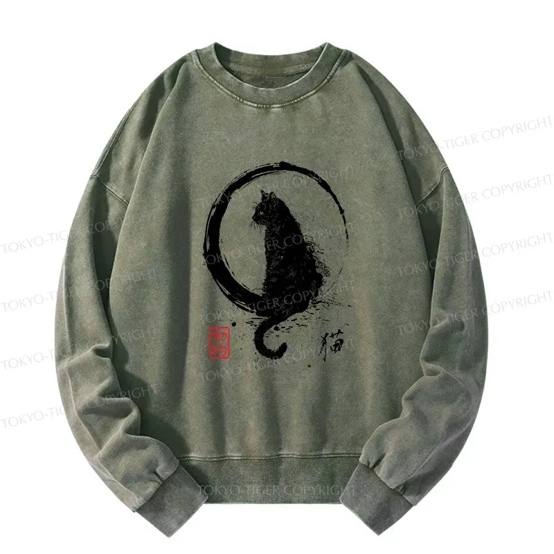 Kyoto-Lion Washed Sweatshirt Streetwear Casual