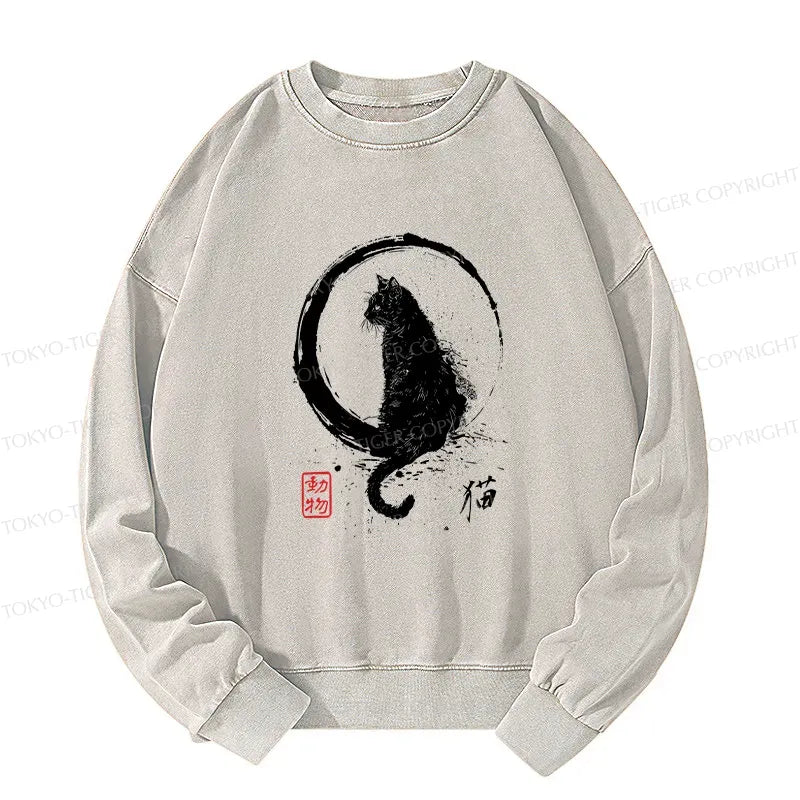 Japanese Black Cat Retro Sweatshirt for Everyday
