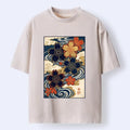 Kyoto-Lion Vintage Ukiyo Sakura Blossom Wave Art Washed T-Shirt