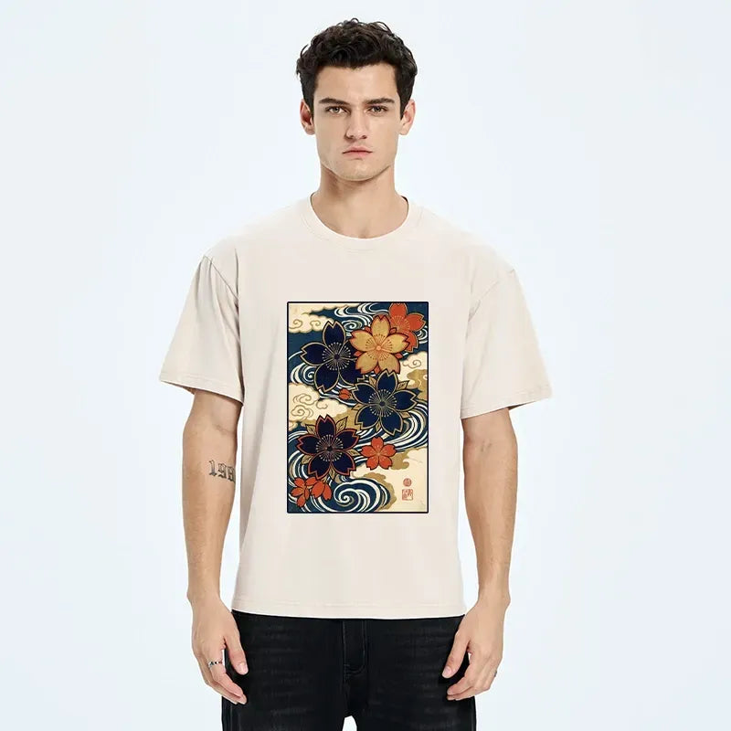 Kyoto Sakura Wave T-Shirt for Vacation