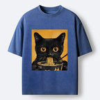 Vintage Japanese cat t-shirt for streetwear