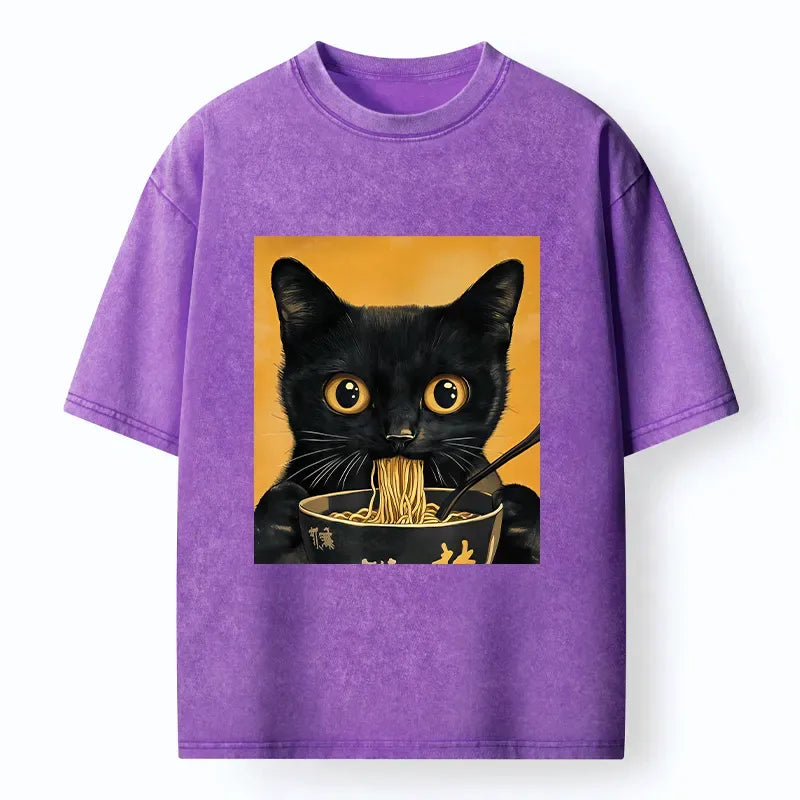 Vintage Japanese cat t-shirt for streetwear