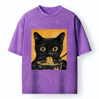 Vintage Japanese cat t-shirt for streetwear