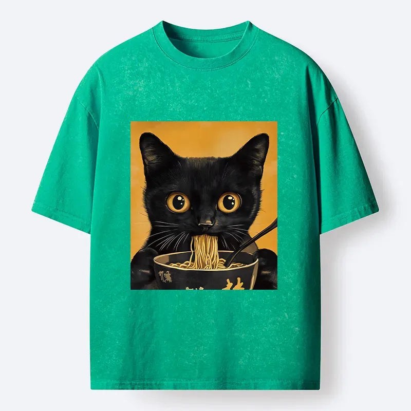 Vintage Japanese cat t-shirt for streetwear