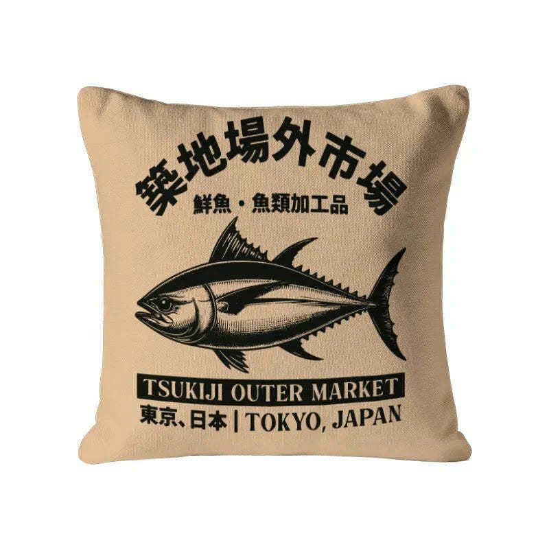 Tsukiji fish market cushion pillow for home
