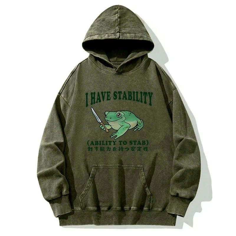 Kyoto-Lion Mentally Stable Assassin Frog Washed Hoodie