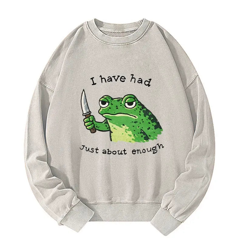 Japanese Washed Frog Sweatshirt for Daily Wear