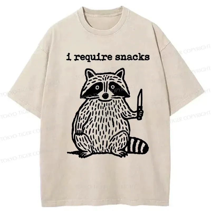 Kyoto-Lion Silly Raccoon Needs Snacks Washed T-Shirt