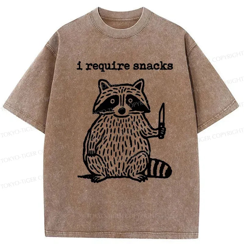 Kyoto-Lion Silly Raccoon Needs Snacks Washed T-Shirt