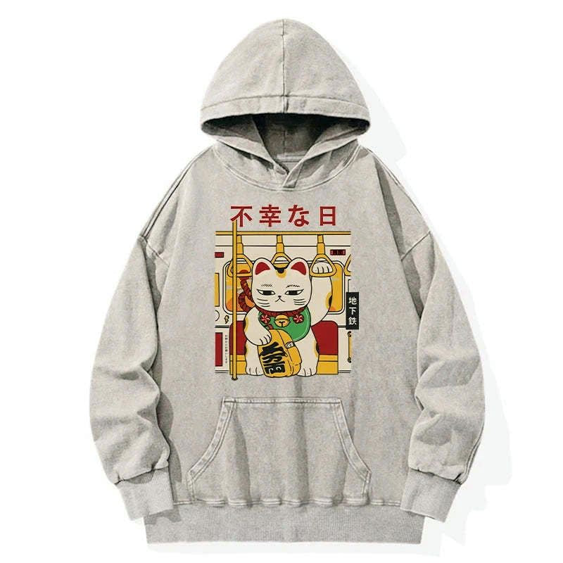 Japanese lucky cat hoodie for daily wear