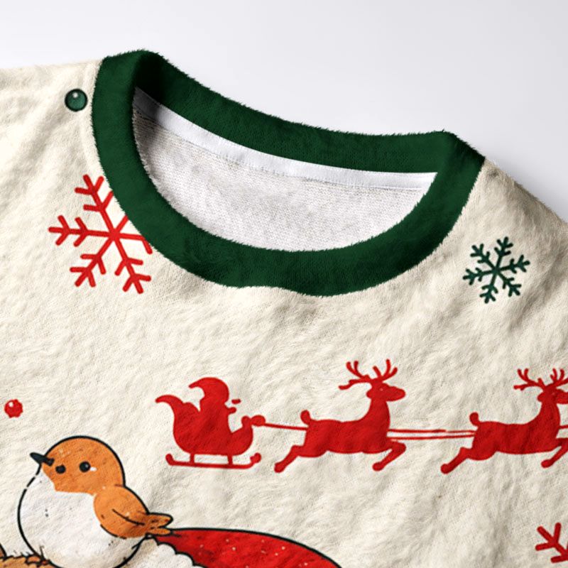 Kyoto-Lion Bird And Capybara Fuzzy Christmas Ugly Sweatshirt