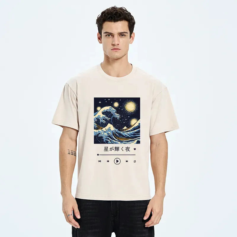 Japanese Starry Night Washed T-Shirt