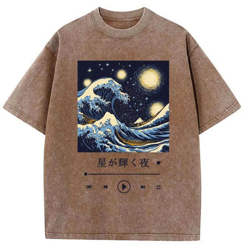 Japanese Starry Night Washed T-Shirt