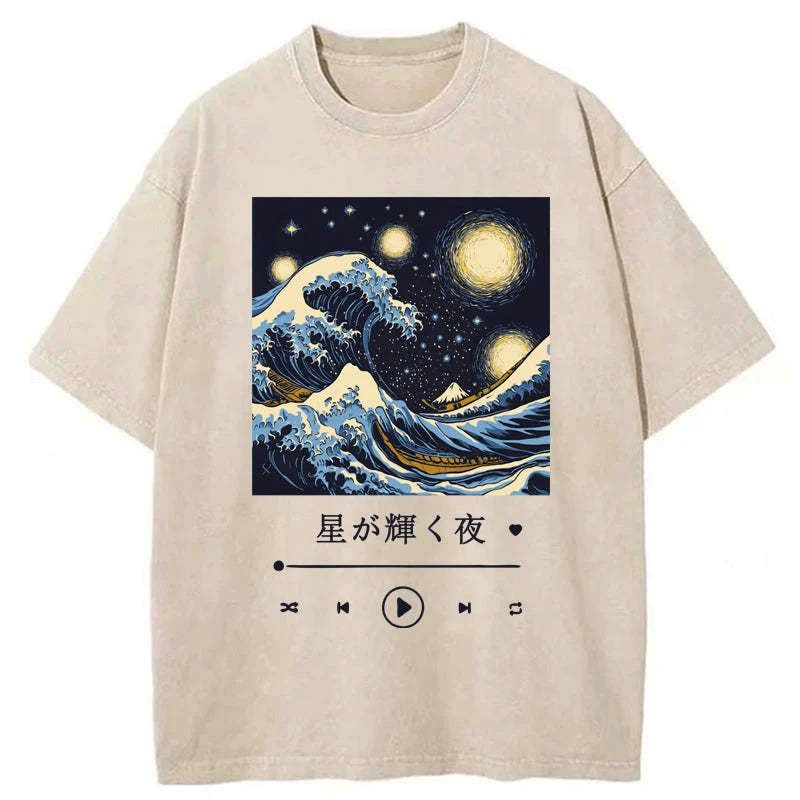 Kyoto-Lion A Starry Night Washed T-Shirt