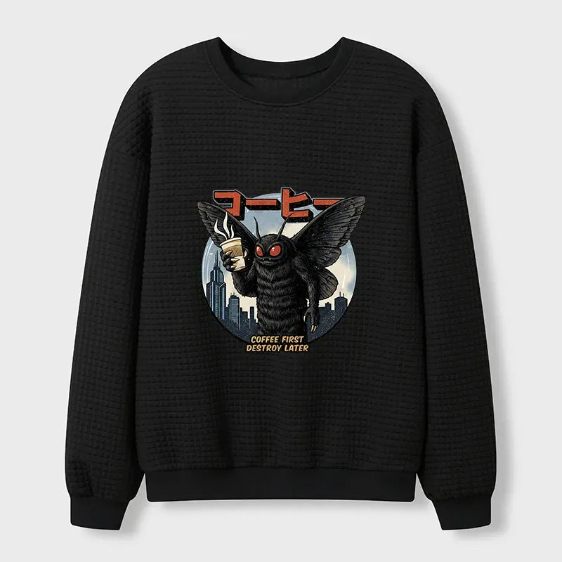 Japanese Mothman Waffle Sweatshirt for Everyday Wear