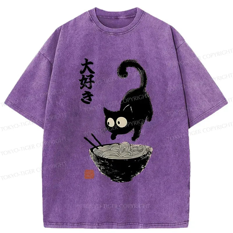 Japanese retro cat ramen t-shirt