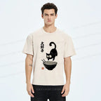 Japanese retro cat ramen t-shirt
