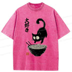 Japanese retro cat ramen t-shirt