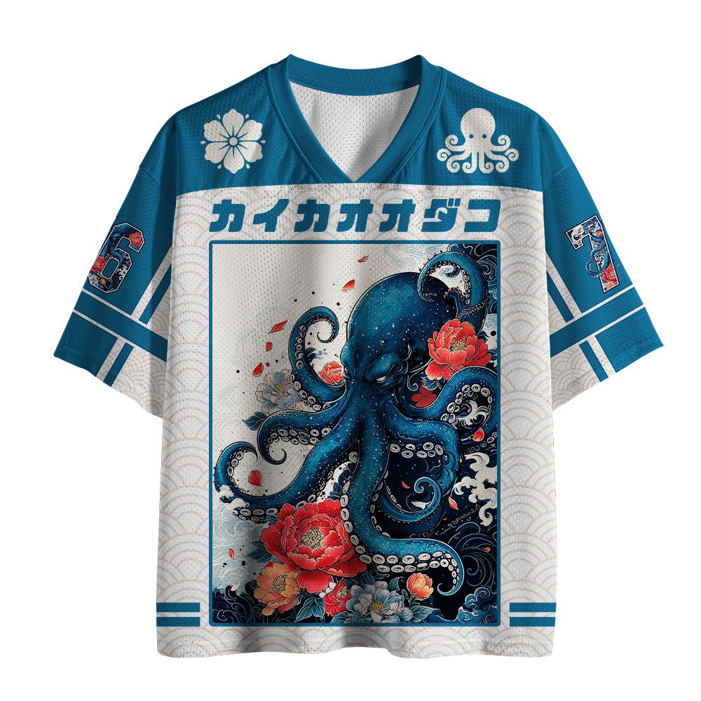 Kyoto-Lion Japanese Wave Flower Octopus Mesh Jersey