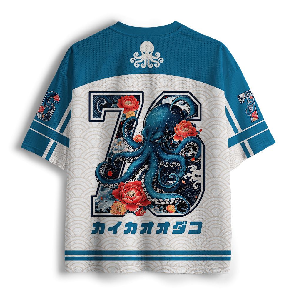 Kyoto-Lion Japanese Wave Flower Octopus Mesh Jersey