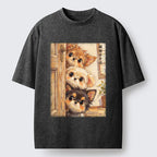Kyoto-Lion Puppies Are Peeking At You Washed T-Shirt