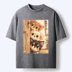 Kyoto-Lion Puppies Are Peeking At You Washed T-Shirt