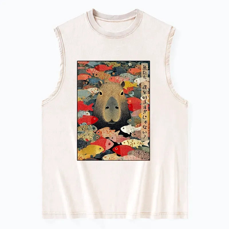 japanese unisex washed tank top
