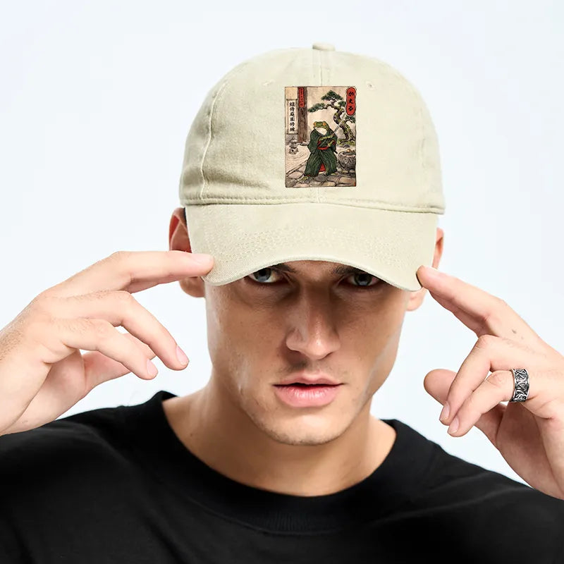 Kyoto-Lion Samurai Frog Training Washed Cap