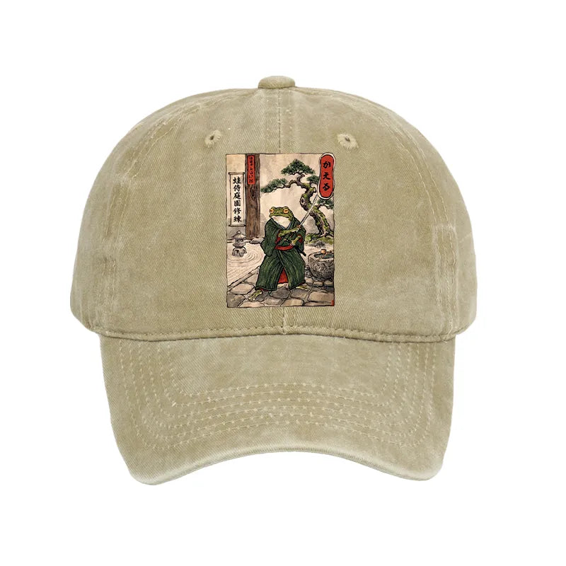 Kyoto-Lion Samurai Frog Training Washed Cap
