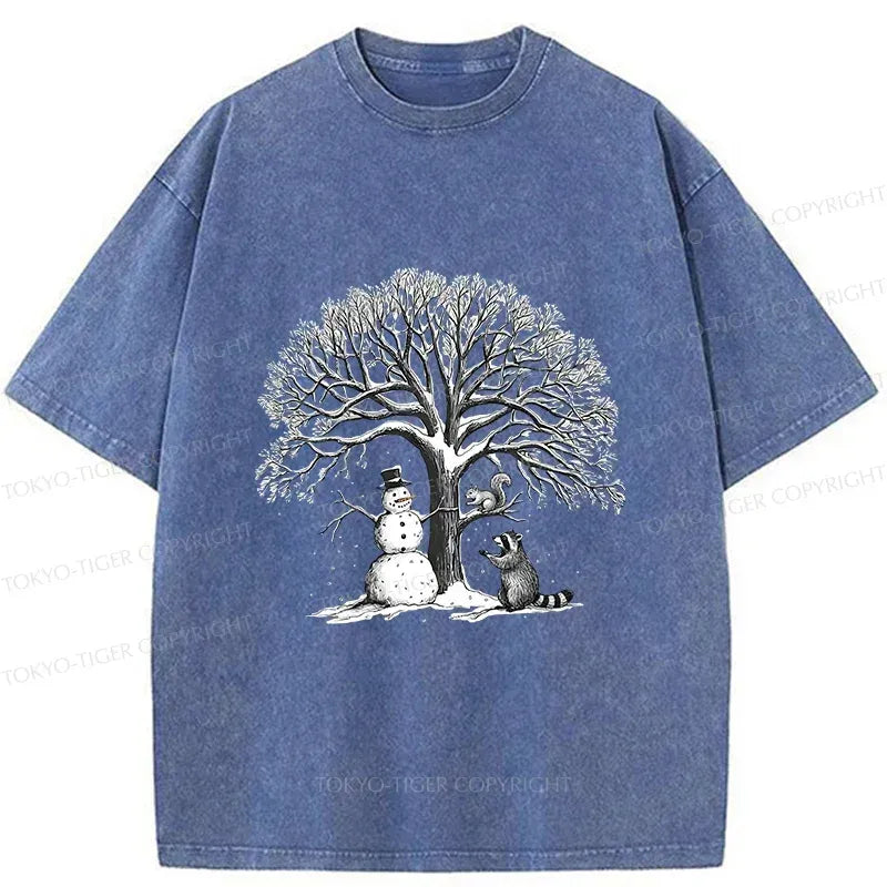 Kyoto-Lion Animal World In Winter Washed T-Shirt