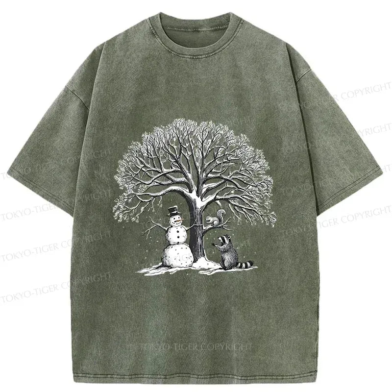 Kyoto-Lion Animal World In Winter Washed T-Shirt