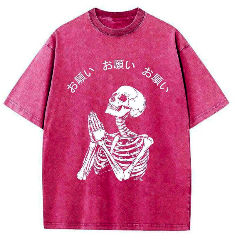 Kyoto-Lion Skull Prayer Washed T-Shirt