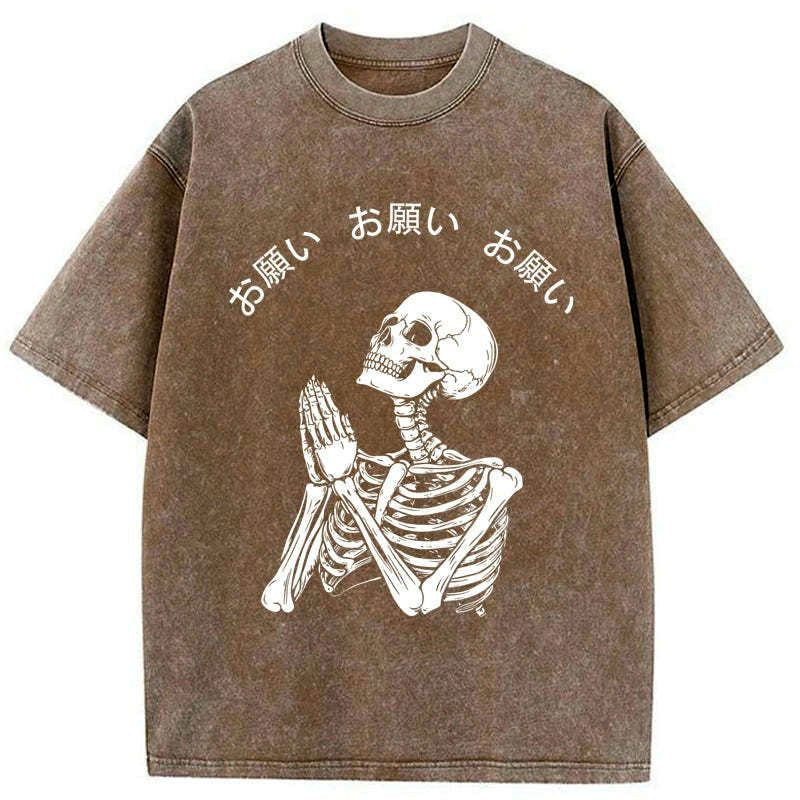 japanese vintage skull prayer t-shirt