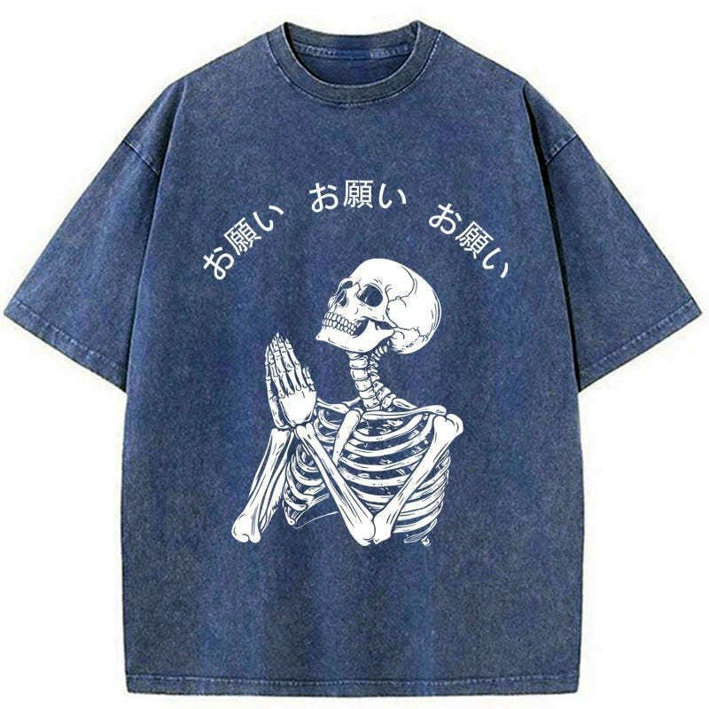 japanese vintage skull prayer t-shirt