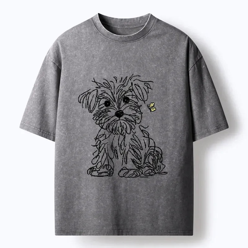 Cute Simple Line Dog Butterfly Unisex Tee