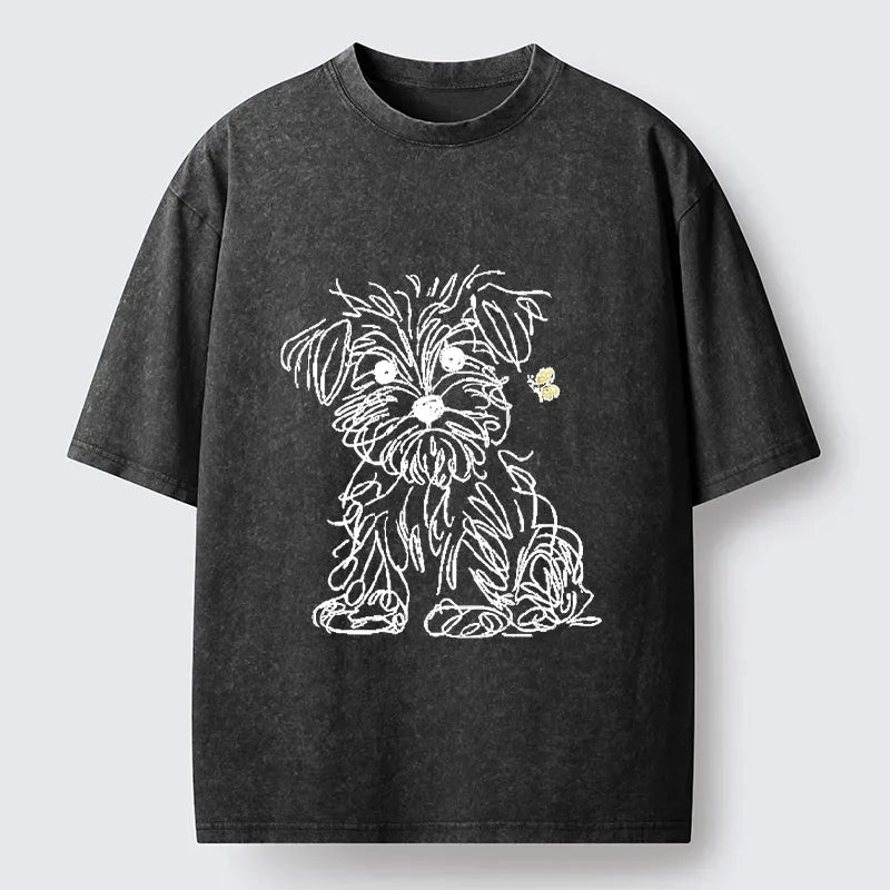 Cute Simple Line Dog Butterfly Unisex Tee