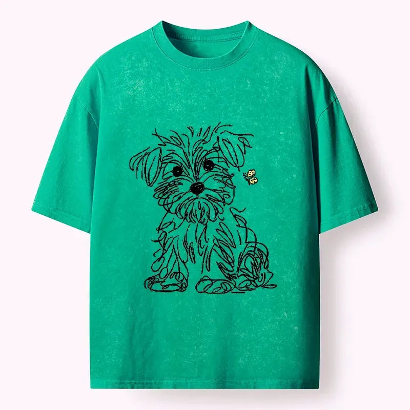 Cute Simple Line Dog Butterfly Unisex Tee