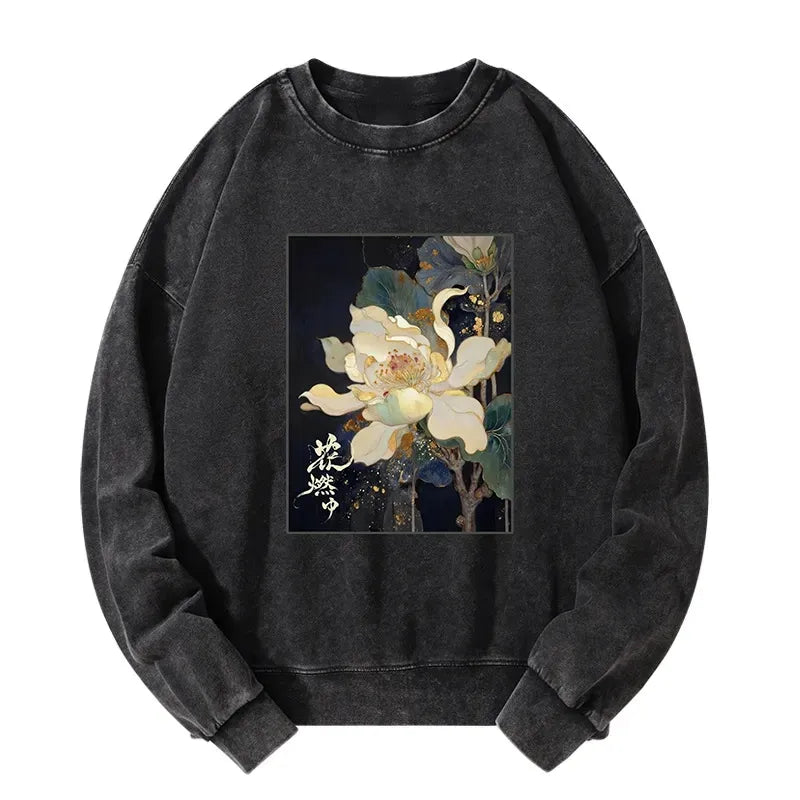 Japanese Vintage Washed Sweatshirt for Daily Wear