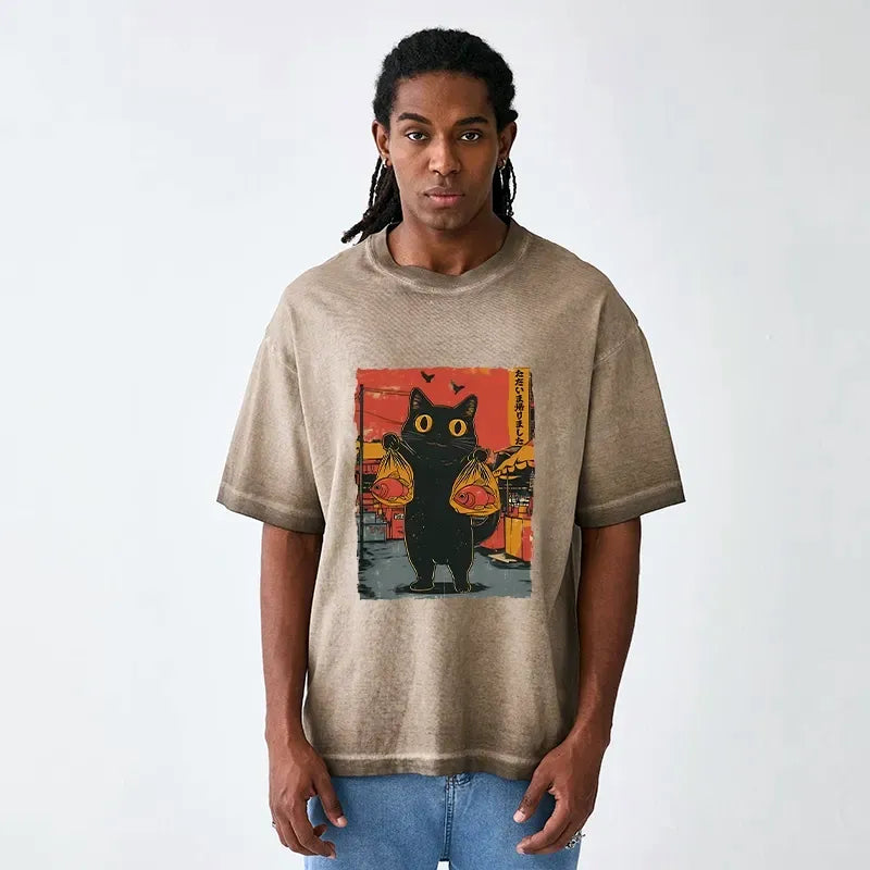 Vintage Kyoto Cat T-Shirt Streetwear