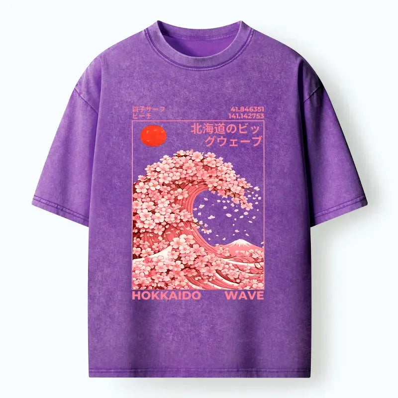Kyoto-Lion Sakura Wave Washed T-Shirt