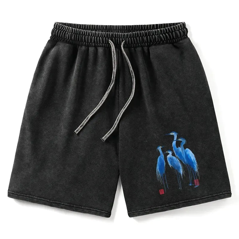 Kyoto-Lion Flocks Of Great Blue Herons Washed Shorts