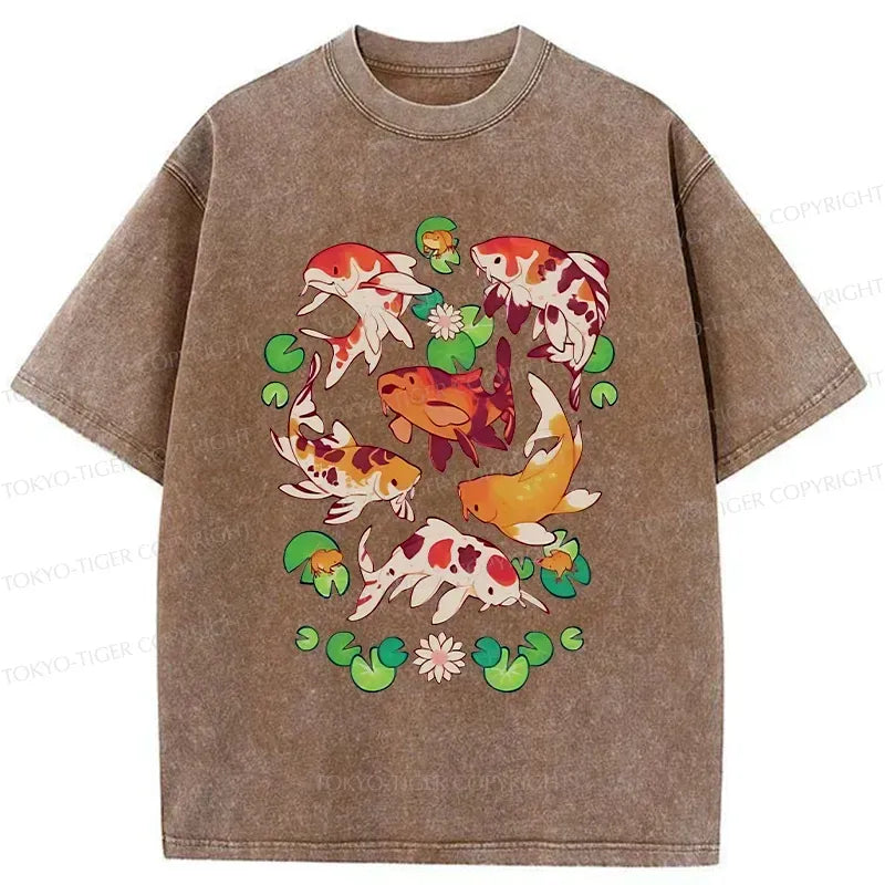 Kyoto-Lion Retro Koi Group Washed T-Shirt