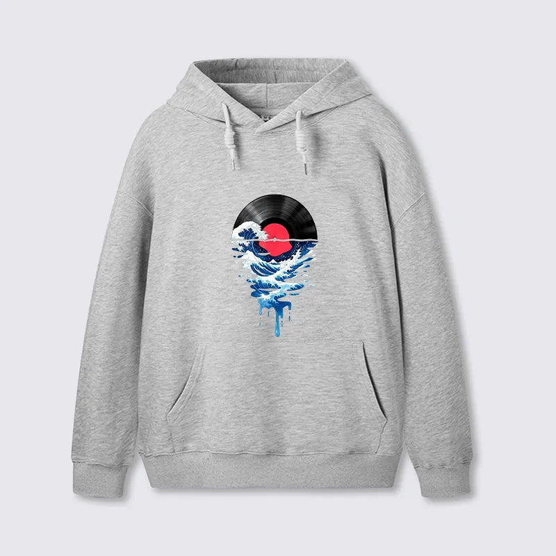 Kyoto-Lion Vinyl Records And Waves Classic Hoodie